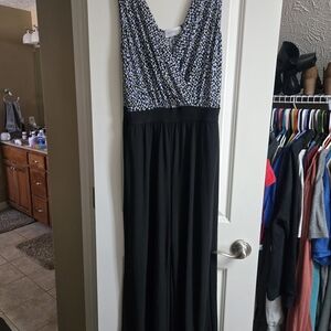 Kaileigh Black jumper with Blue and White Floral Bodice